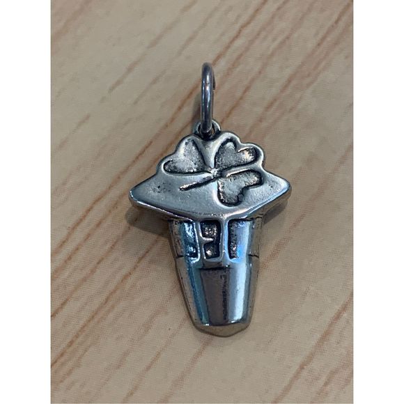Clover Leaf Hat Sterling Silver Jewelry Charm - Picture 1 of 4